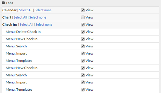Tab Permissions by Role