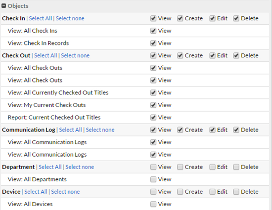 Object Permissions by Role