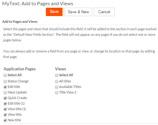 Add Field to Pages and Views
