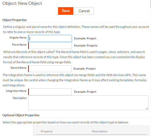 New Object Page