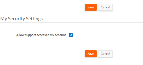 My Security Settings Screen