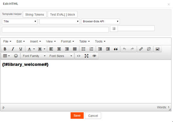String Token in HTML Component