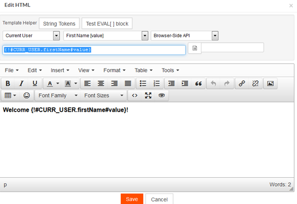Rollbase - HTML component example
