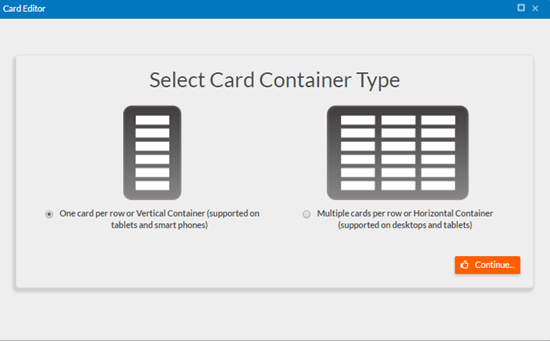 Select a Card Container Type